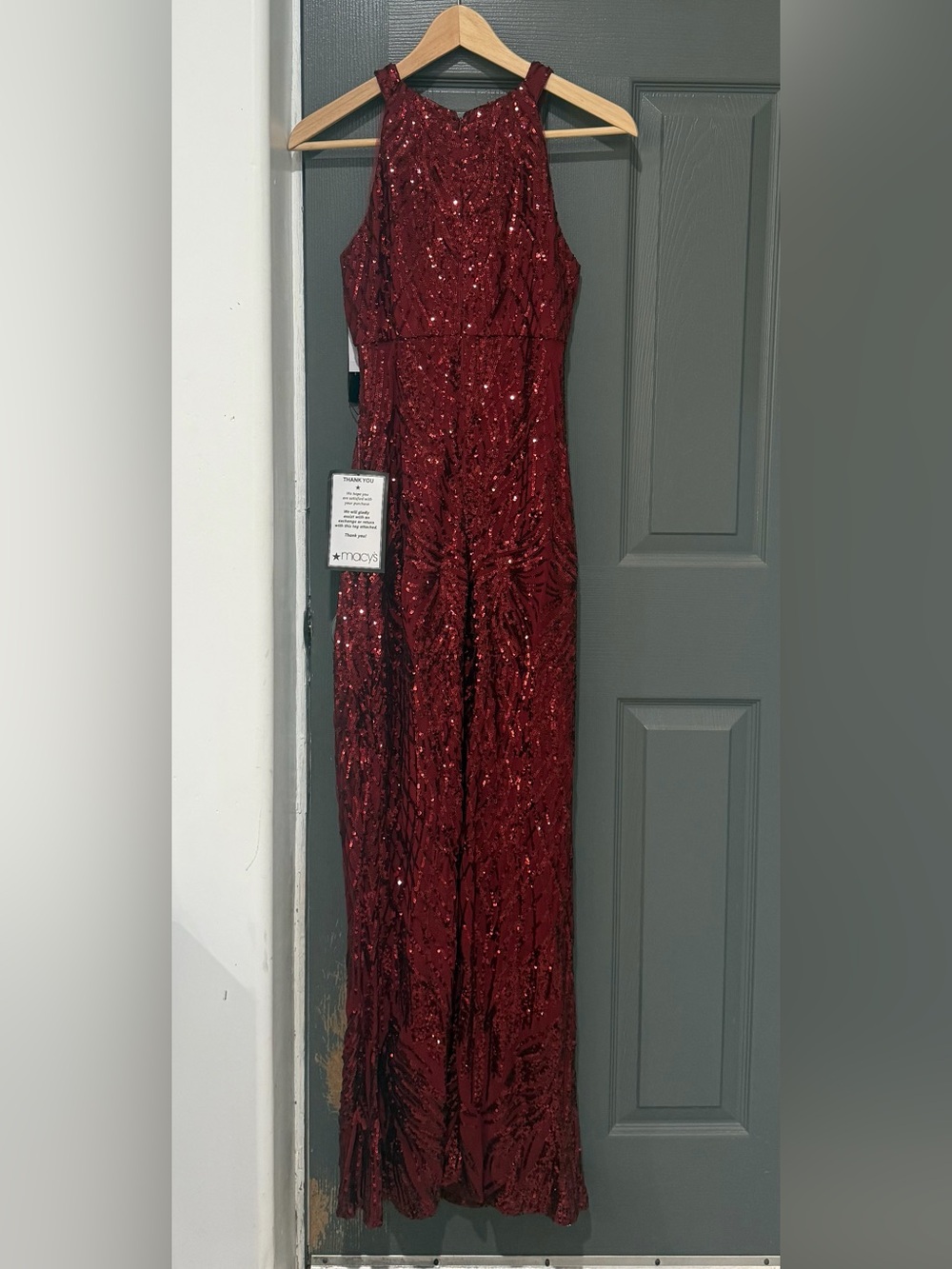 Macy's Red Sequin Maxi Gown